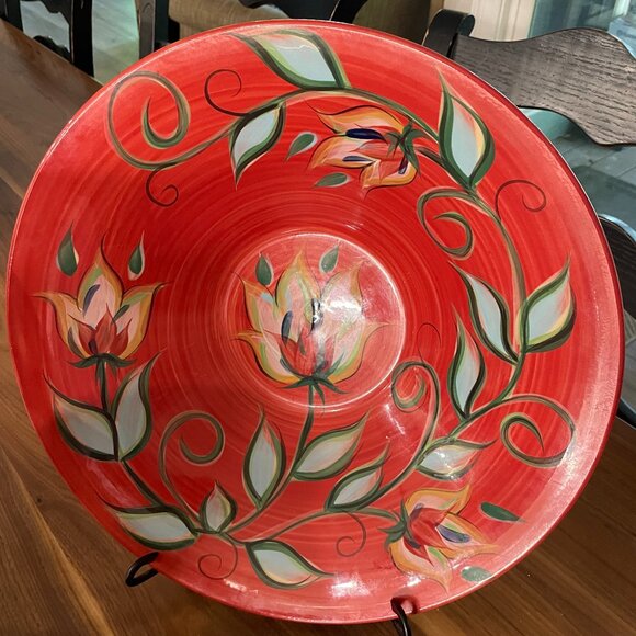 Southern Living Serving Bowl, Red, Green, Light Blue - Picture 1 of 3